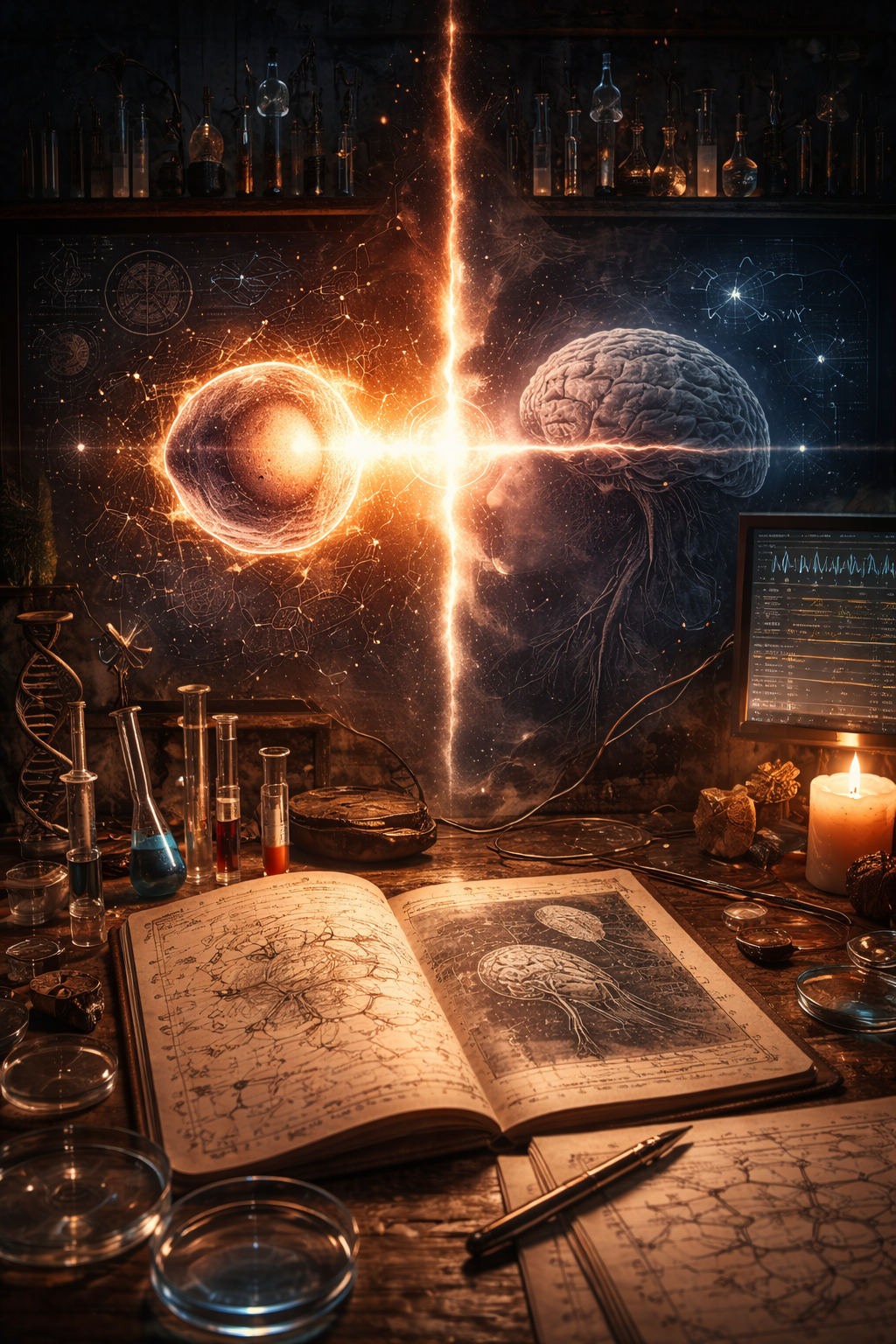 Atmosphärisches Forschungsbild zu Übergang, Evidenz und biologischer Grenzfrage