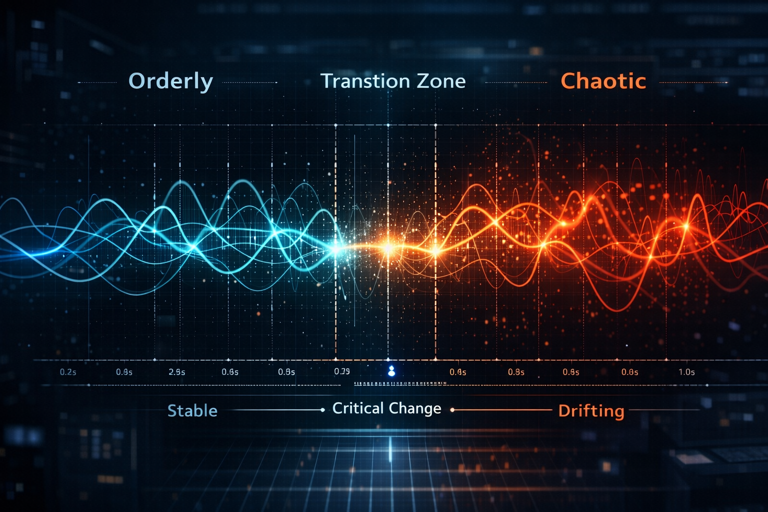 Eine sichtbare Schwelle zwischen zwei stabilen Feldern mit markiertem Übergangspunkt